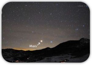 Una imagen que ilustra como se podía ver Marte al surger en el Este durante las noches de abril 2014 ( NASA)